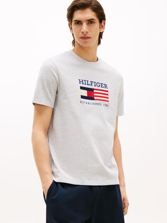 Tommy Hilfiger T-Shirt TOMMY HILFIGER AMERICANA MONOTYPE FLAG BOX TEE, Herren, Gr. XXL, grau (light grau heather), Single Jersey, Obermaterial: 100% Baumwolle, regul