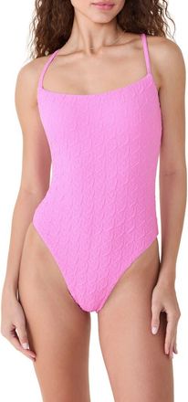 Andie Swim The Fiji Long Torso Jacquard One-Piece Swimsuit in Frosting at Nordstrom, Size X-Large