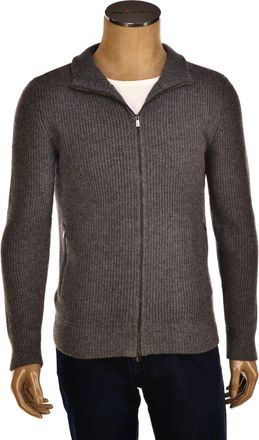 Manrico Cashmere Cashmere Mockneck Ribbed Zip-Up Sweater