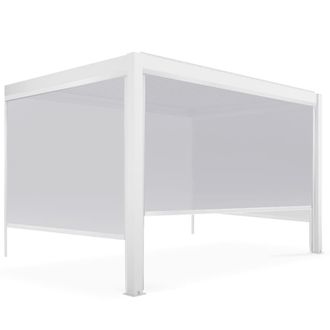 Oviala P&eacute;rgola bioclim&aacute;tica adosada blanca de 3x4m y 3 toldos