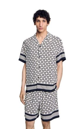 Sandro Square Cross motif flowing blouse in Black at Nordstrom, Size Medium