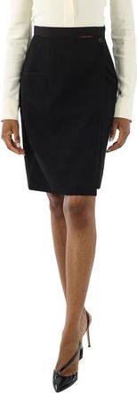 Burberry Ladies Ship Print Silk Panel Wool Pencil Skirt, Brand Size 6 (US Size 4)