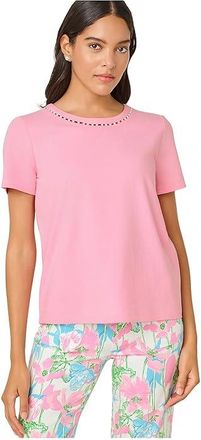 Lilly Pulitzer Clairmont Pearl Knit Top Womens Clothing Conch Shell Pink : XXS, Cotton