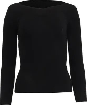 Alberta Ferretti Ribbed-Knit Sweater in Black Viscose