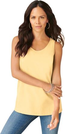 Roaman's Plus Size Cotton Scoopneck Tank Top in Banana at Nordstrom, Size Small