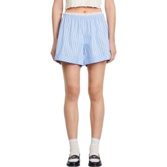 Sandro Stripe Cuffed Cotton Shorts in Blue /White at Nordstrom Rack, Size 2 (Fits Like 4-6 Us) / 38 Eu