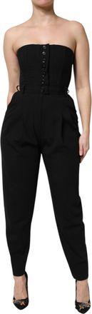 Dolce & Gabbana Womens Black Wool Strapless Romper Jumpsuit Dress Virgin Elastane