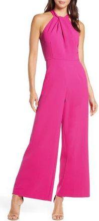 Julia Jordan Halter Neck Wide Leg Jumpsuit in Fuchsia at Nordstrom Rack, Size 14