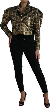 Dolce & Gabbana Womens Multicolor Polyester Sequined Cropped Jacket Clothing
