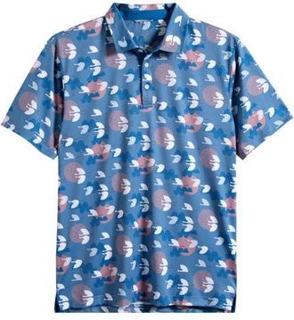 Swannies Windward Bird Print Performance Golf Polo in Blue Shadow at Nordstrom, Size Xx-Large