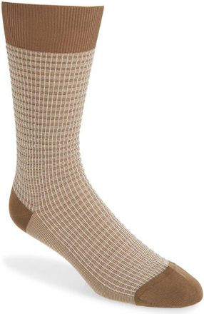 Pantherella Smythson Textured Check Dress Socks in Clay at Nordstrom, Size Medium