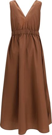 Brunello Cucinelli Womens Cotton Poplin Dress Precious Shoulder Detail Firebrick Polyamide