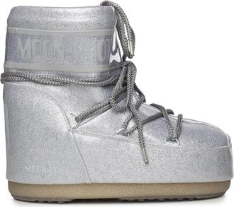 Moon Boot Icon Low Glitter Boot - Dames - Winterlaarzen - Grijs - 39 EU - Leer - Schoenen