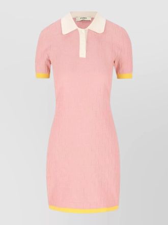 Fendi silk blend ribbed polo mini dress