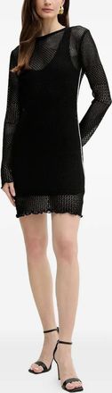 Pinko pointelle-knit side-stripe mini dress - Black