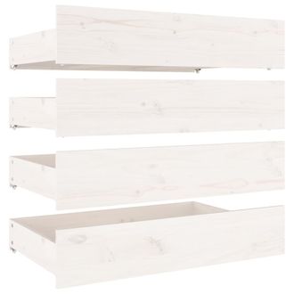 vidaXL Cajones De Cama 4 Unidades Madera Maciza De Pino Blanco Vidaxl