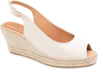 Patricia Green Peyton Slingback Espadrille Peep Toe Platform Wedge Sandal in Bone Leather at Nordstrom, Size 10