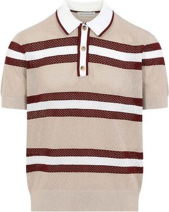 Dries Van Noten Striped Mesh Polo Shirt