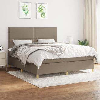vidaXL Vidaxl - Cama Box Spring Con Colch&oacute;n Tela Gris Taupe 180x200 Cm