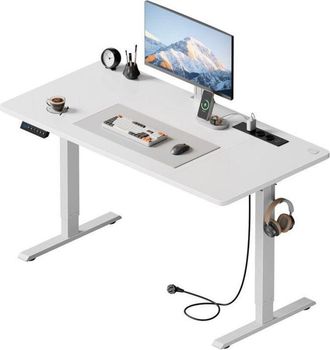 OEM Hlonone Escritorio Elevable El&eacute;ctrico 140 X 60 Cm, Mesa Escritorio Elevable Con Enchufes & Puertos Usb, Mesa Regulable, Blanco