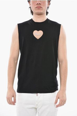Dsquared2 Sleeveless Cotton Crew-Neck T-Shirt with Rhinestone Logo size M