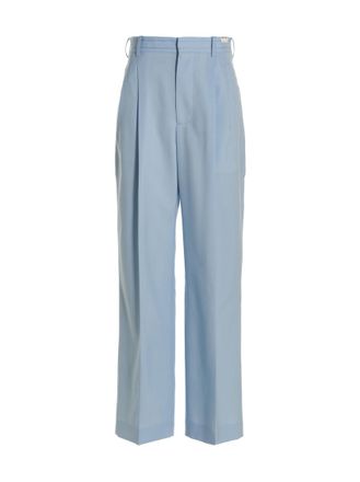 Marni Light Blue Front pleat wool trousers