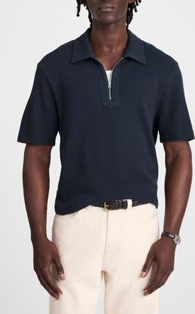 Madewell Quarter Zip Pique Polo Shirt in Dark Navy at Nordstrom Rack, Size Xx-Large
