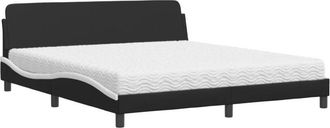vidaXL Vidaxl - Cama Con Colch&oacute;n Cuero Sint&eacute;tico Negro Y Blanco 180x200 Cm