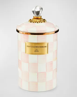 MacKenzie-Childs Rosy Check Enamel Canister, Large