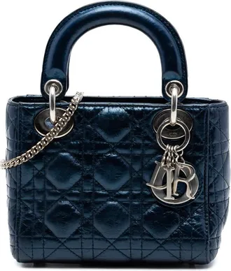 Dior Pre-owned Dior Mini Metallic Calfskin Cannage Lady Ladies EAOJ3B1OAM1AZHSN