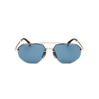David Beckham Db 1101/G/S Geometric-Shaped Gold Metal Frame Sunglasses