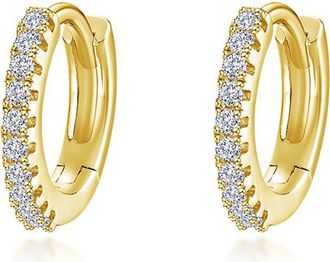 Lafonn Pav&eacute; Simulated Diamond Huggie Hoop Earrings in Gold at Nordstrom