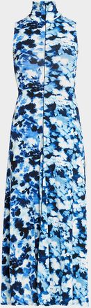 Proenza Schouler Valentina Floral Jersey Turtleneck Midi Dress