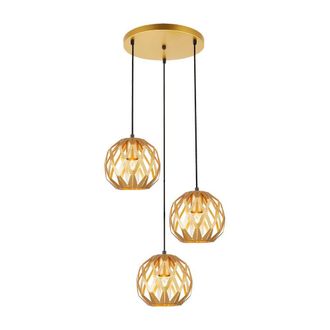 Netlighting Hilo Modern 3 Light Cluster Pendant Ceiling Light E27 in Gold