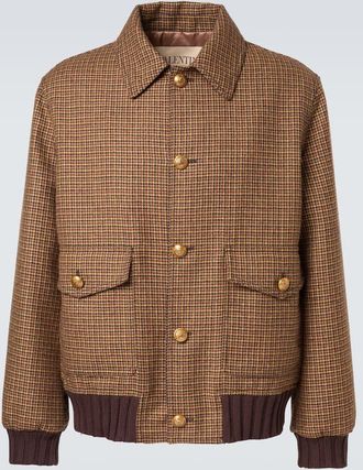 Valentino Houndstooth virgin wool bomber jacket