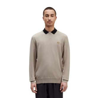 Fred Perry Sweatshirts, male, Beige, S, Classic Crewneck Jumper