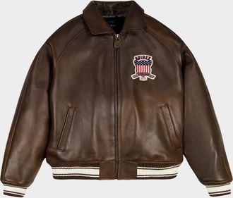 Avirex Mens Icon Leather Bomber Jacket