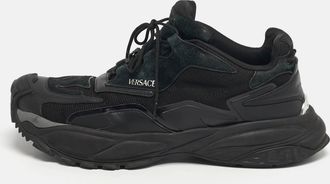 Versace Black Leather And Suede Mercury M Sneakers