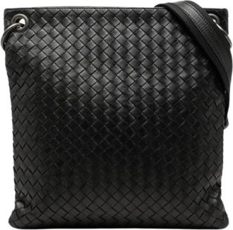 Bottega Veneta Pre-owned Woven Leather Crossbody Bag - Dames - Vintage Schoudertas - Zwart - ONE Size - Leer - Vintage