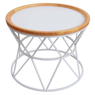 Hhg Nunca Usado] Mesa De Centro Hhg 174, Mesa De Centro Mesa Auxiliar Mesa De Sal&oacute;n Mesa De Sof&aacute; Mesa De Sal&oacute;n, Estructura De Metal Madera &Oslash;66cm Blanco