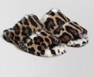 Dolce & Gabbana flat faux fur leopard print slippers