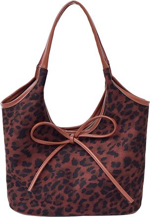 Generic Kexpery Womens Handbag Leopard Print PU Tote Shoulder Bag Spacious for Travel, Work, Shopping and Leisure