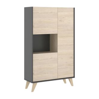 Dmora Aparador imitaci&oacute;n madera de roble, antracita 81x43h135 cm