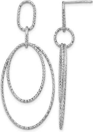 Diamond2Deal Sterling Silver Diamond-cut Oval Drop Dangle Earrings