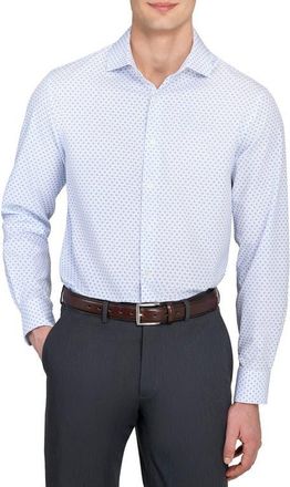 W.R.K Slim Fit Double Diamond Print Performance Dress Shirt in White/Blue at Nordstrom, Size 15.5 - R