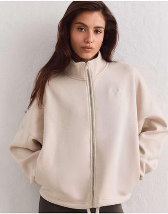 Aim'n giacca con zip e stampa script color sabbia-Neutro