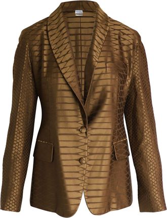Saint Laurent Saint Laurent Textured Valedrop Schouder Blazer in Bruine Wollen Zijde