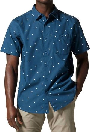 Mountain Hardwear Big Cottonwood Short Sleeve Shirt In Dark Caspian Micro Sun Dot Print