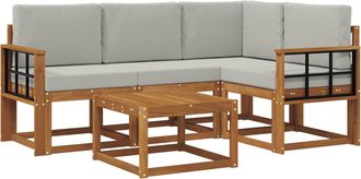 vidaXL Conjunto De Sof&aacute;s De Exterior 5 Uds. Natural Y Gris Claro Vidaxl