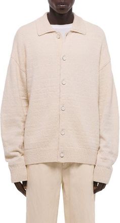 Helmut Lang Wool & Cotton Blend Slub Cardigan in Natural at Nordstrom, Size Xx-Large
